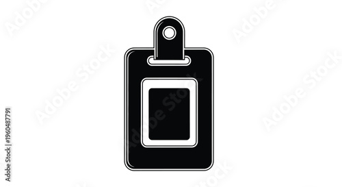 Black and white illustration of a rectangular clipboard with a clip
