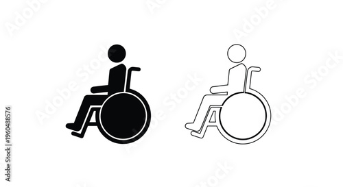 Accessibility symbol depicting a person in a wheelchair shown in two styles