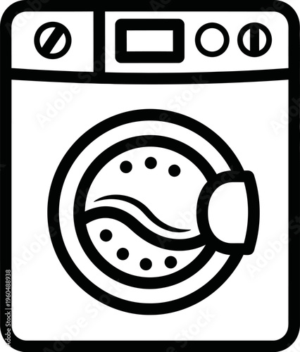 Simple washing machine icon with a front loading design