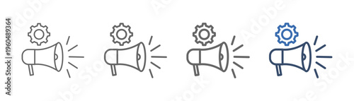 
outline icon set marketing with gear and speaker design