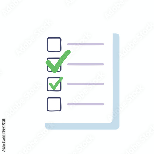 Stylized checklist with two items marked and two empty checkboxes