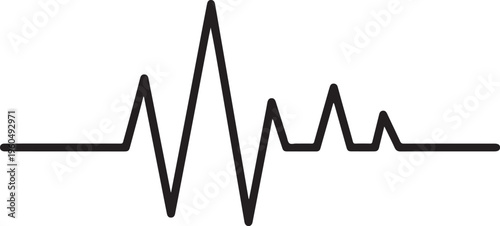 Minimalist black vector illustration of a heartbeat pulse or EKG line, symbolizing life, health, and medical monitoring.