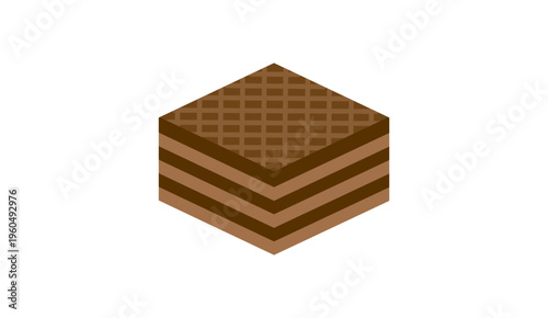 Chocolate wafer biscuit with multiple cream layers in simple cartoon style isolated on white background. Sweet and crunchy snack illustration perfect for food design, packaging, menus, and icons.