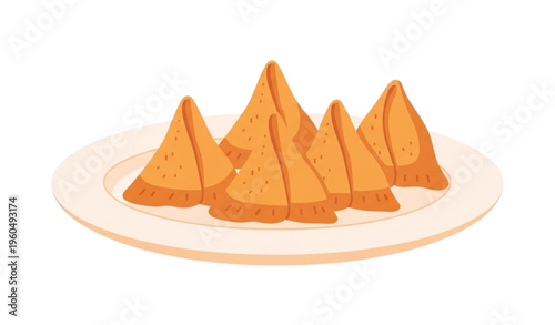 A vector graphic illustration of triangular pastries on a plate