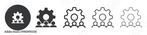 Human Resources Management or Teamwork thin line and solid icon. Multi series icon. Web minimal icon