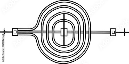 Coil component technical drawing with terminal connections
