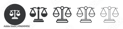 Scales of Justice thin line and solid icon. Multi series icon. Web minimal icon