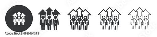 Team Growth thin line and solid icon. Multi series icon. Web minimal icon