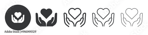 Care and Compassion thin line and solid icon. Multi series icon. Web minimal icon
