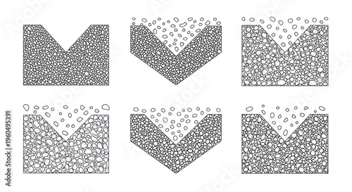 Cross-section diagrams of soil layers and erosion