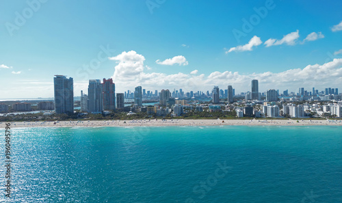 Canvas Print Miami seaside with turquoise ocean and sky