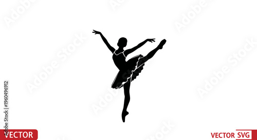 Elegant ballet dancer silhouette, graceful pose, performing on stage, isolated on white background.