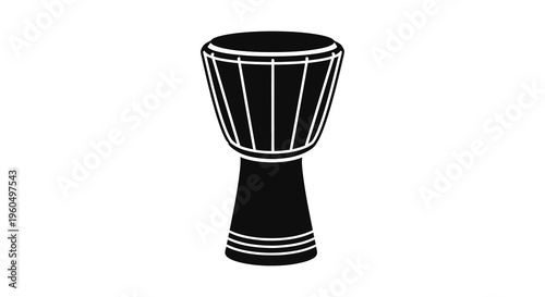 A striking black silhouette of a traditional djembe drum showcasing its shape and rhythmic potential silhouette high quality