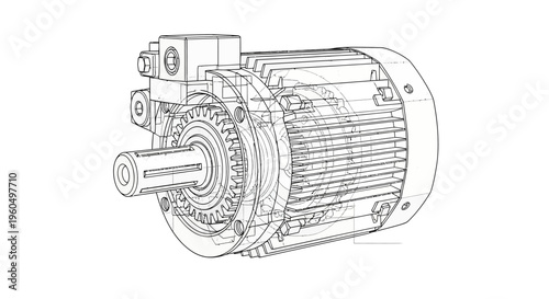 Detailed drawing of electric motor.