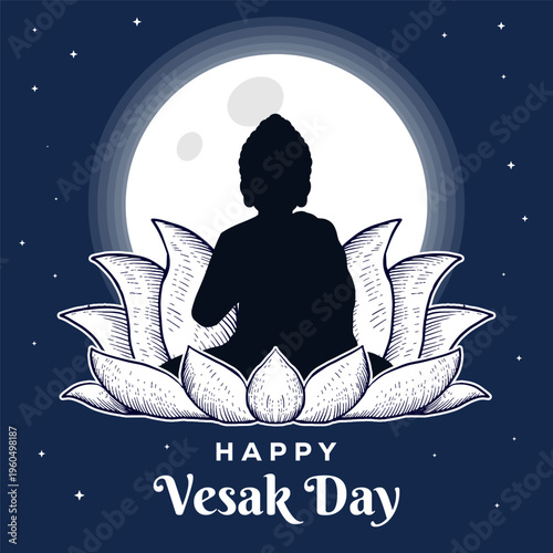 hand drawn style illustration design for happy vesak day