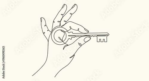 Hand Holding a Metal Key.