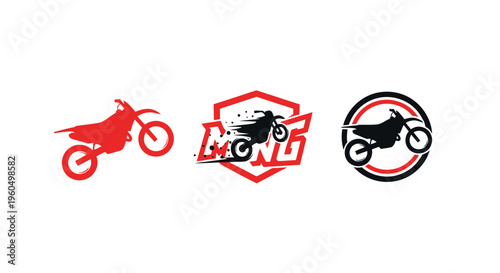 Motocross Motorcycle Logos - Red and Black Silhouettes