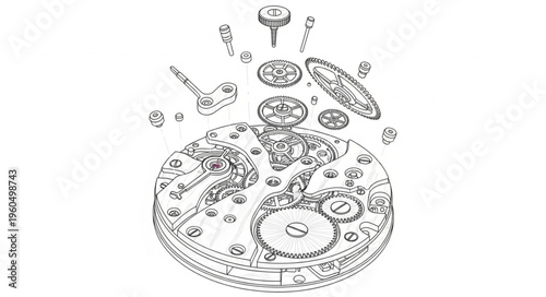 Disassembled Mechanical Watch Parts.