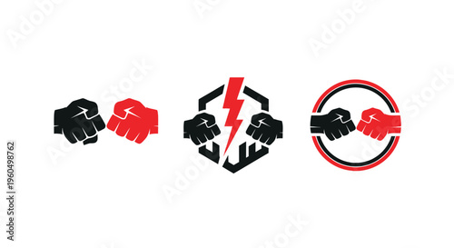 Fist Bump Icons: Conflict, Agreement, and Competition Symbols