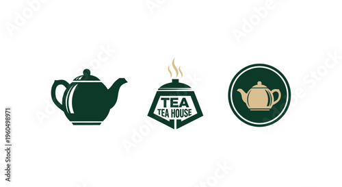 Tea House Logo Designs: Teapot Icons and Emblem