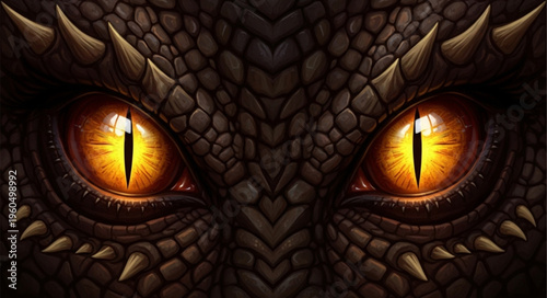 Dragon Eyes Glowing Bright Orange.