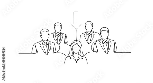 Business team selecting a female leader, recruitment, hiring, diversity, teamwork, strategy