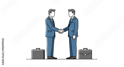 Businessmen shaking hands, agreement, partnership, deal, success, two men in suits with briefcases