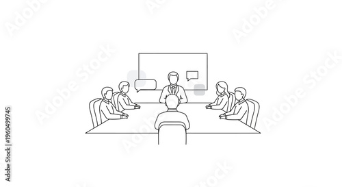 Business meeting, team discussion, brainstorming, presentation, board room, collaboration, strategy
