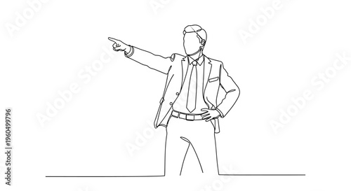Businessman pointing forward, leadership, strategy, direction, success, business concept