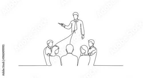 Business meeting presentation, speaker addressing audience, teamwork and communication concept