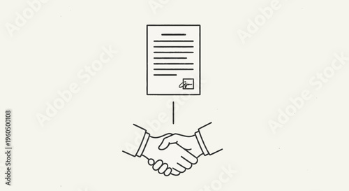 Business Agreement Handshake and Signed Contract Document