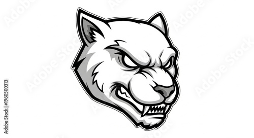 Furry Angry Animal Face Head.