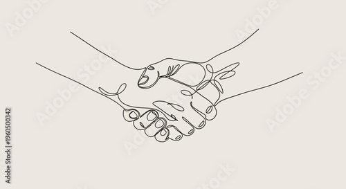 Minimalist handshake line art, symbolizing trust, agreement, and partnership.