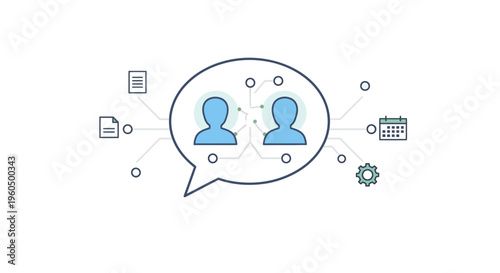 Business communication network, collaboration, and data exchange concept