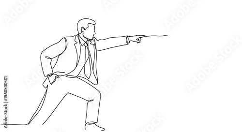Businessman pointing forward, leadership, strategy, and decisive action in business