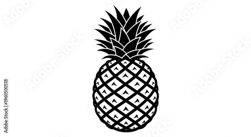Black and White Pineapple Icon Vector Illustration