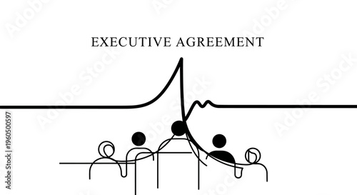 Executive Agreement Meeting with Heartbeat Line Symbolizing Business Health