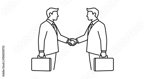 Businessmen shaking hands with briefcases, partnership, agreement, deal, success, teamwork