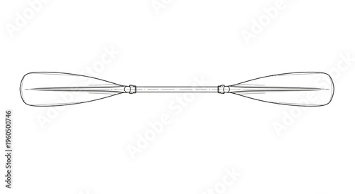 Double-bladed kayak paddle, isolated on white background, graphic illustration
