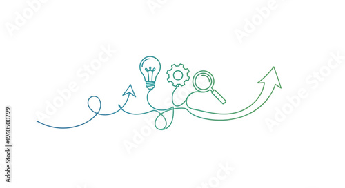 Business growth concept: idea, analysis, and progress arrow