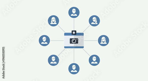 Camera Network Connecting People Together, Social Media Concept, Digital Communication