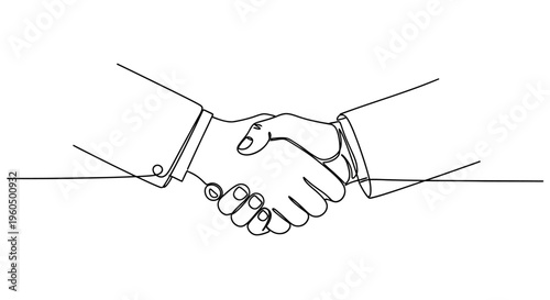Business Partnership Handshake - Minimalist Line Art