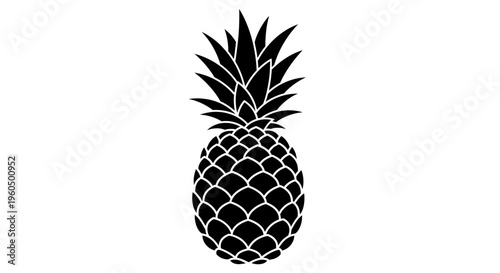 Black Pineapple Silhouette Icon Vector Graphic