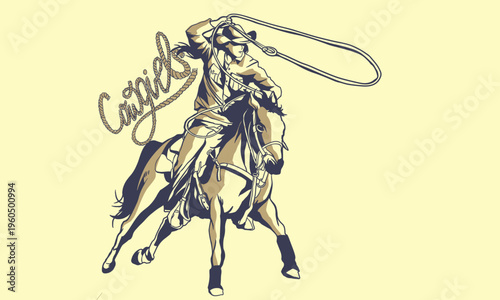 Vintage western cowgirl pinup set, stylish American retro women portraits