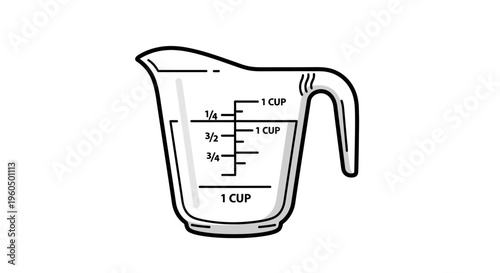 Clear Measuring Cup with Liquid and Volume Markings for Cooking and Baking