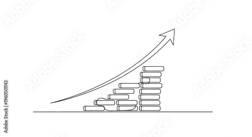 Financial Growth Concept: Arrow Graph Over Stacked Coins, Business Success
