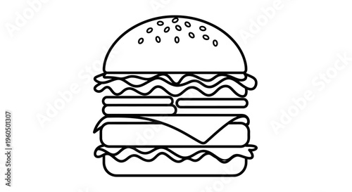 Simple Burger Icon Outline Drawing