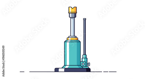 Professional teal hydraulic bottle jack for lifting vehicles is shown in a clean flat vector illustration style on a white background.