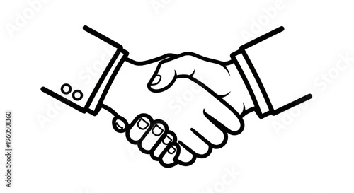 Business Handshake Agreement Partnership Deal Success Concept Line Art Icon