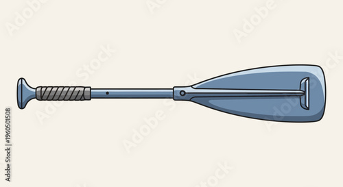 Single Oar for Rowing Boat or Canoe, Isolated on Light Background
